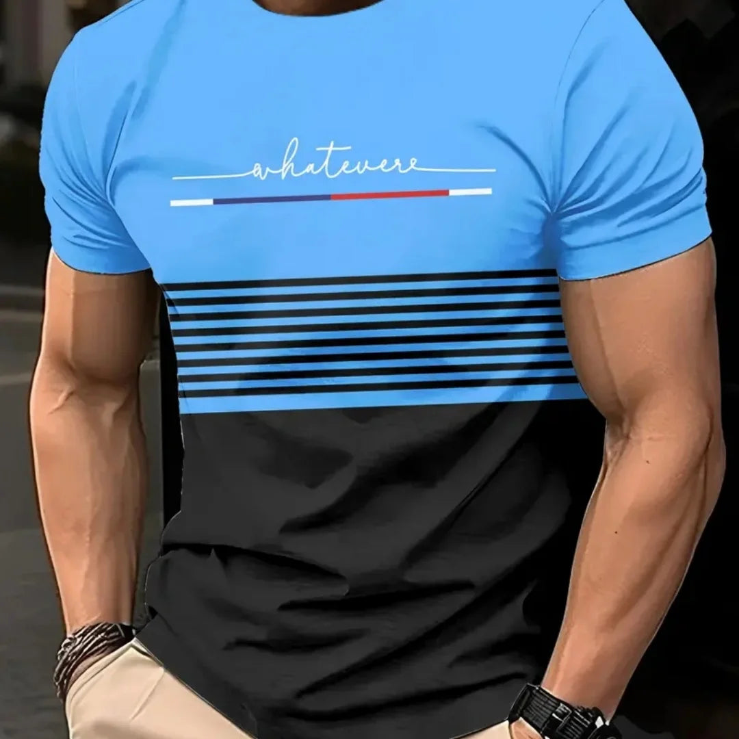 T-shirt oversize T-shirt da uomo Moda estiva Casual Girocollo Manica corta Top T-shirt da uomo stampata a righe