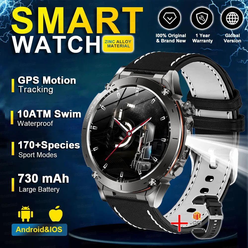 2025 Nuovo originale Stratos 4 GPS Smartwatch 1.43 "AMOLED HD Schermo Bussola Altimetro barometrico Torcia Chiamate vocali SmartWatch