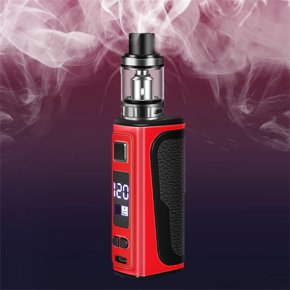 Kit sigaretta elettronica Vaporizzatore 120W Box Mod con serbatoio pod da 2,5 ml Atomizzatore Batteria incorporata 1800mAh Schermo OLED Fumo E5 Vape