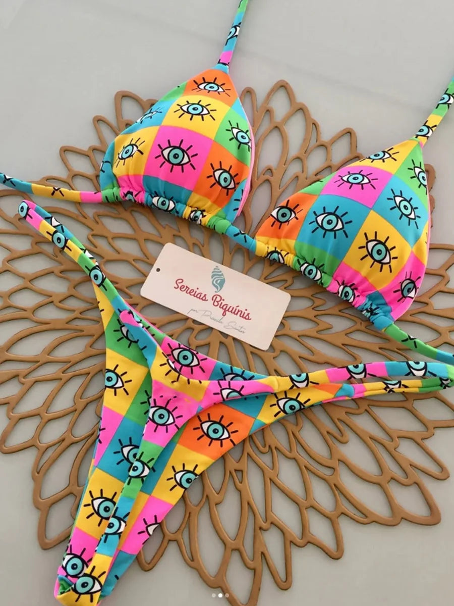2026 Costume da bagno bikini da donna Costume da bagno sexy con lacci in tinta unita diviso da donna Set da 2 pezzi Micro costumi da bagno