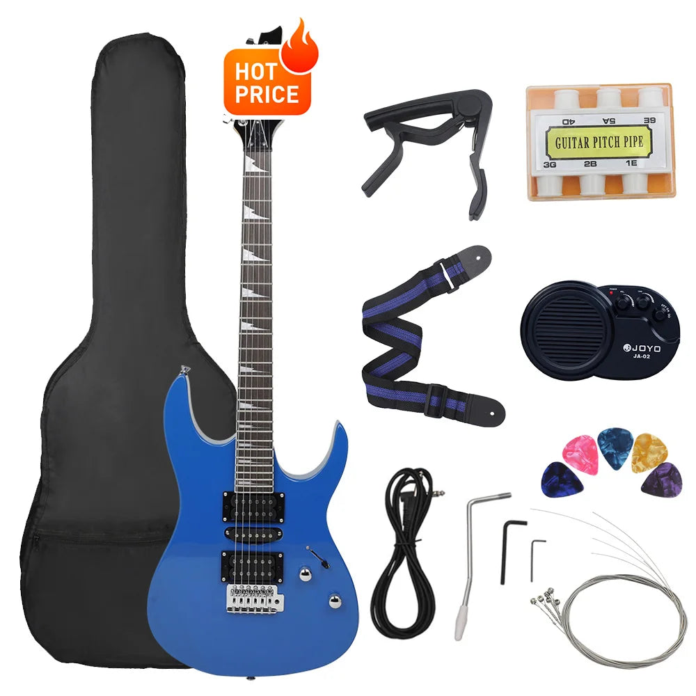 Chitarra elettrica a 6 corde 24 tasti Chitarra elettrica con corpo in acero Guitarra con altoparlante per borsa Parti e accessori per chitarra necessari