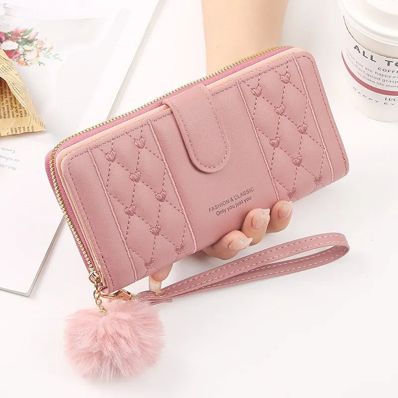 Portafoglio lungo da donna porta carte di credito in pelle Pu portamonete con cerniera Hasp di grande capacità portamonete Multi Card Organizer borsa da polso per cellulare