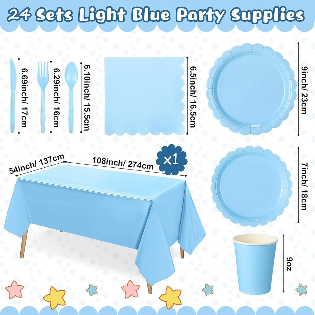 Forniture per feste di compleanno in pizzo azzurro Stoviglie usa e getta blu Tovagliolo di carta Tazza Piatto Tovaglia per la decorazione di nozze ﻿