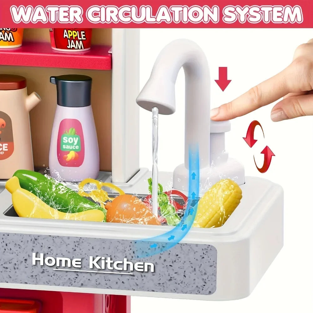 Set da gioco da cucina per bambini con luci e suoni realistici Lavello spray Fai finta di giocare con il cibo Cucina Regalo di Natale per ragazzi e ragazze