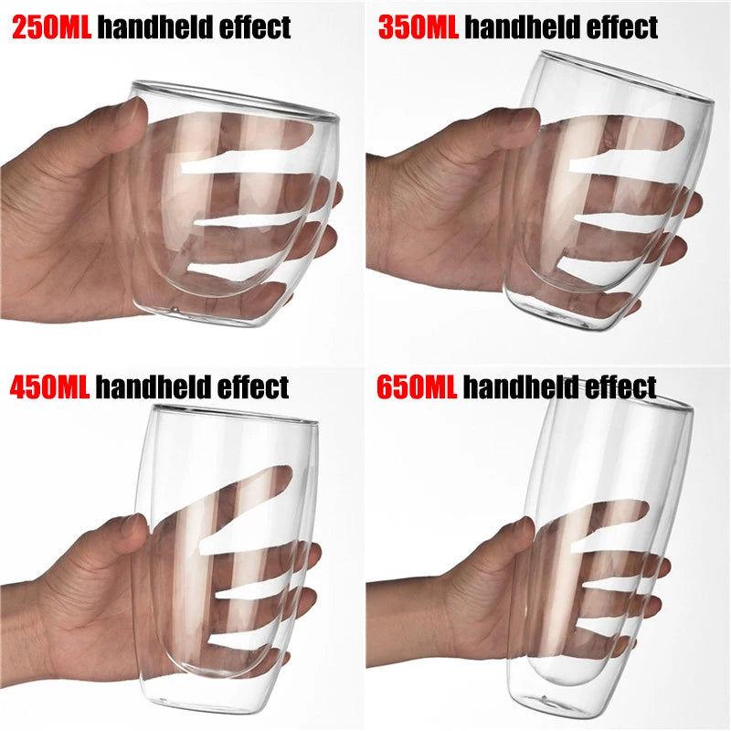 Tazza da caffè in vetro trasparente latte whisky tè birra doppio creativo resistente al calore Cocktail Vodka tazza da vino bicchiere bicchieri regalo