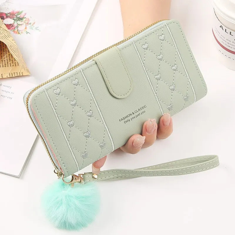 Portafoglio lungo da donna porta carte di credito in pelle Pu portamonete con cerniera Hasp di grande capacità portamonete Multi Card Organizer borsa da polso per cellulare