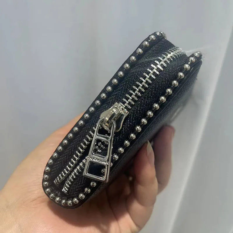 Nuovo Portafoglio da Donna ZV in PU con Catena Metallica, Porta Carte, Pochette in Denim, Portamonete, Portafoglio Piccolo