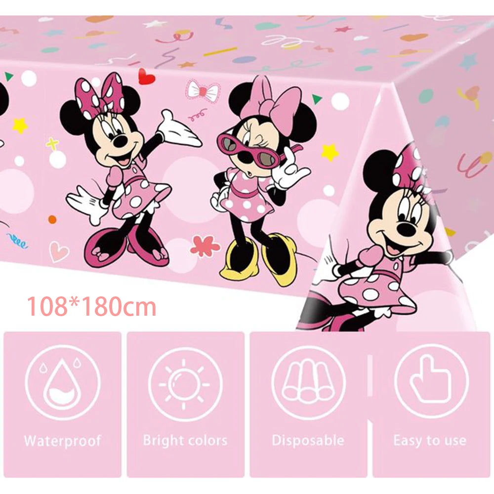 Set per Festa di Compleanno Minnie Mouse: Stoviglie, Bicchieri, Piatti, Tovaglioli, Tovaglia per Ragazze e Decorazioni Baby Shower