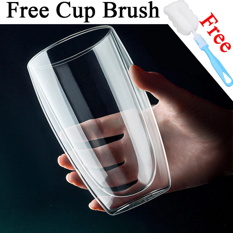 Tazza da caffè in vetro trasparente latte whisky tè birra doppio creativo resistente al calore Cocktail Vodka tazza da vino bicchiere bicchieri regalo