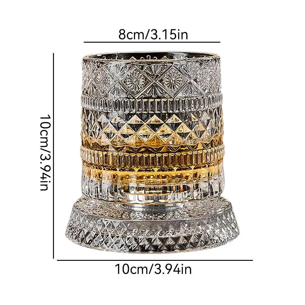 Set di 1 Bicchiere da Whisky Rotante da 260ML, Bicchiere Creativo in Cristallo Premium per Birra, Bicchiere per Liquori con Base, Bicchiere da Vino Dritto con Rilievo