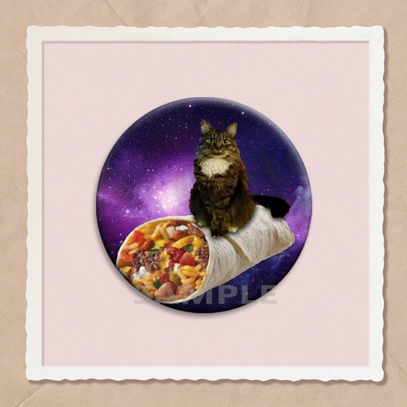 Simpatico e divertente arcobaleno gatto alieno spille con bottoni zaino abbigliamento decorazione spilla cartone animato fantascienza distintivo gioielli regali per bambini