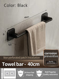 Bathroom Towel Holde Without Drilling Bathroom Black Towel Rack Towel Bar Self-Adhesive Bathroom Towel Rack Towel Rail