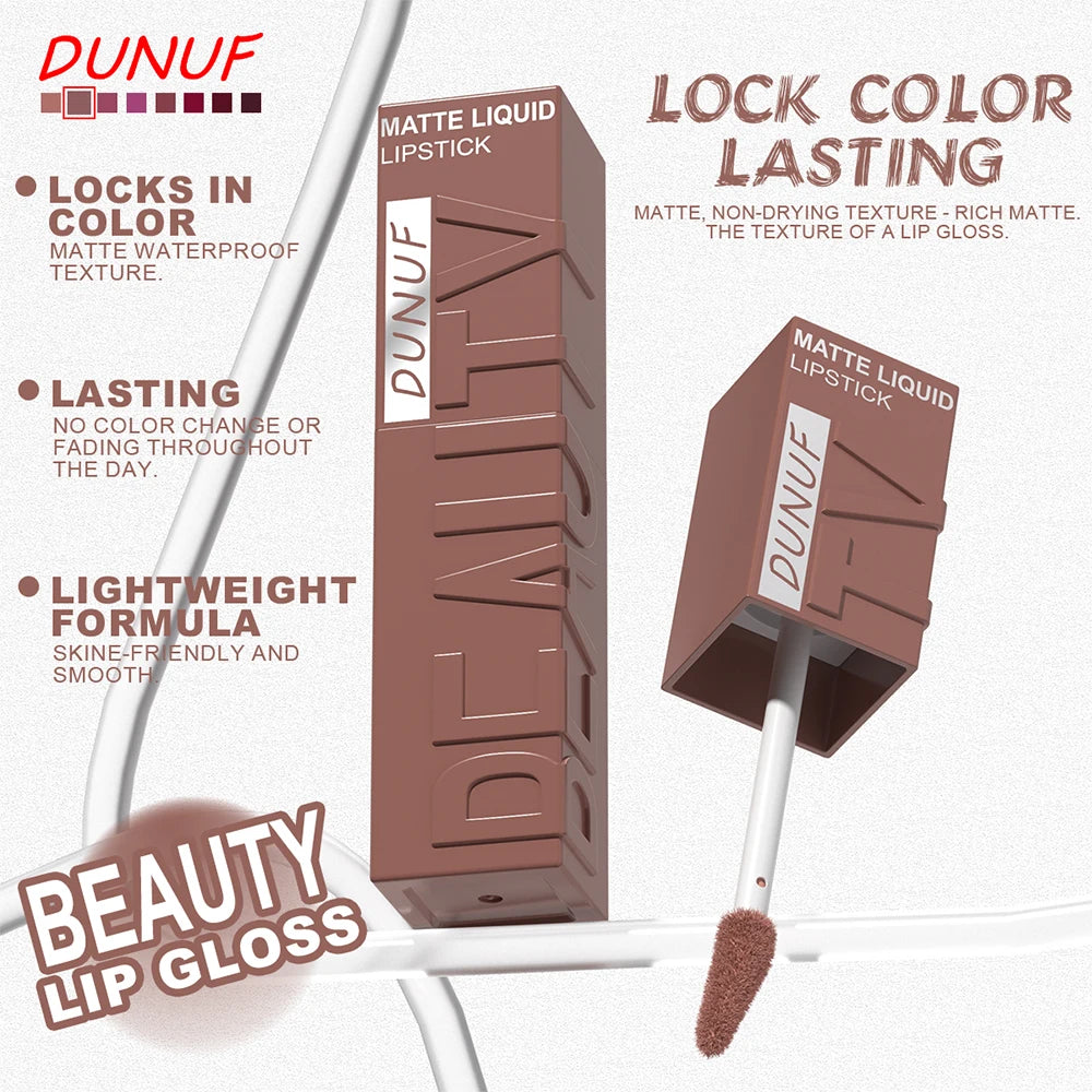 Matte Velvet Lip Gloss Long Lasting Silky Smooth Liquid Lipstick Not Easy To Fade Lipgloss Makeup Sexy Purple for Women Lip Tint