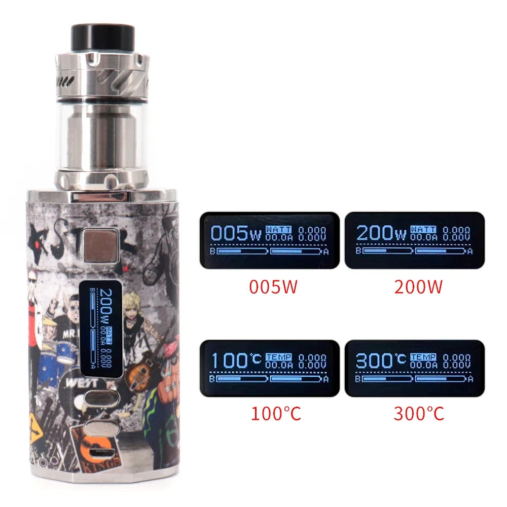 200W Vape Dead Rabbit 3 RTA Box Mod Vaper Kit Sigaretta elettronica 4400mah Batteria Schermo OLED 3.0ml5.5ml Kit vapore a doppia bobina