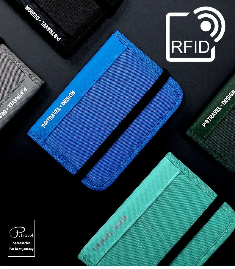 Portafoglio da viaggio RFID Porta passaporto Organizzatore di carte di credito Custodia con cerniera Organizzatore di documenti Accessori da viaggio antifurto