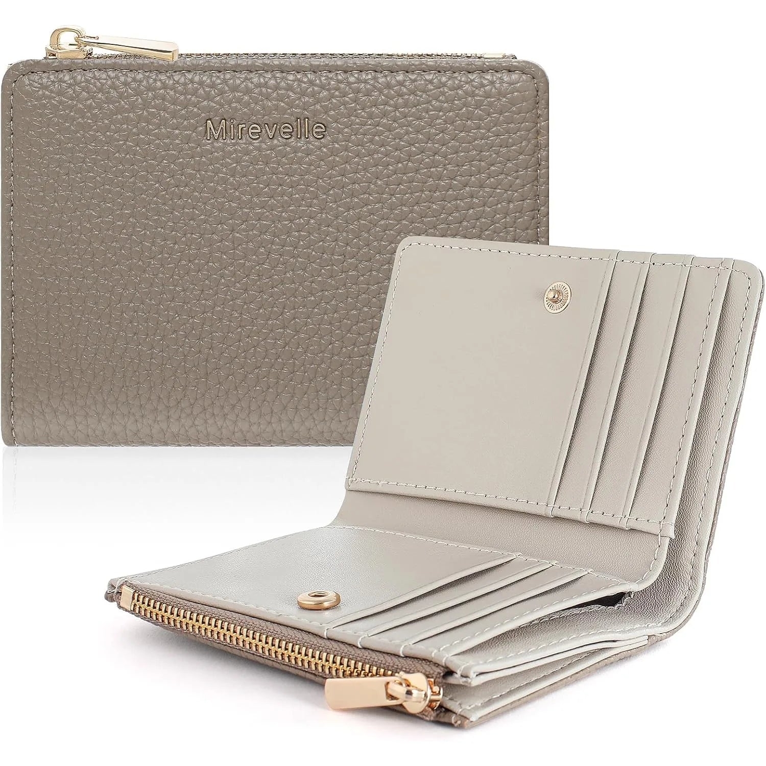 Portafoglio Sottile Bifold da Donna, Porta Carte in Ecopelle con Blocco RFID e Tasca Portamonete con Cerniera per Uso Quotidiano e Viaggi