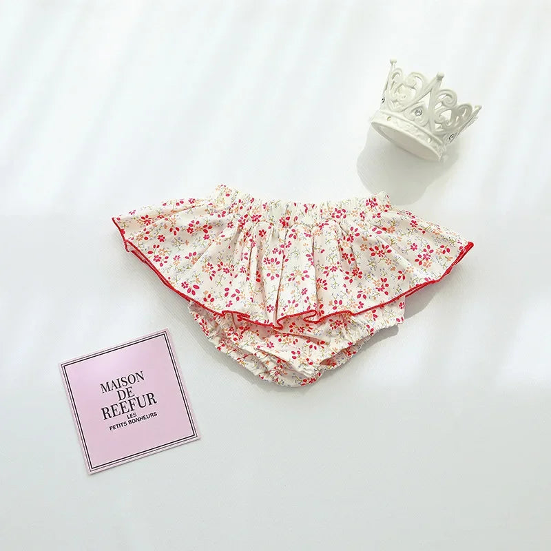 Pantaloncini con gonna tutù floreale per neonata infantile Pantaloncini estivi con elastico in vita per bambini con fiori per pantaloncini casual Vestiti per bambini