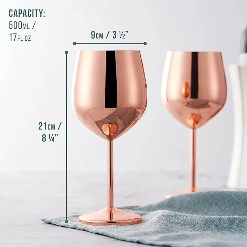 Calice per bicchiere da vino in acciaio inossidabile da 500 ml 304 color oro rosa argento oro, tazza in metallo resistente per vino rosso champagne bar party