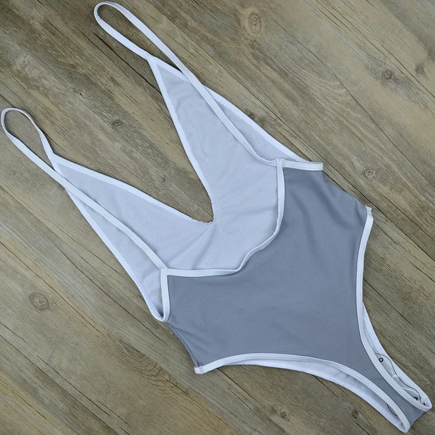 2025 Profondo scollo a V Perizoma Costumi da bagno Donna Costume intero Donna Trikini Taglio alto Monokini Backless Costume da bagno Costume da bagno