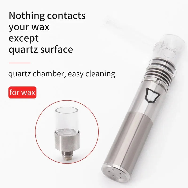 Longmada Motar Stick Vape Pen Kit con atomizzatore in vetro senza bobina al quarzo Tronco da 1300 mAh Batteria di preriscaldamento da 100 W Vaporizzatore concentrato