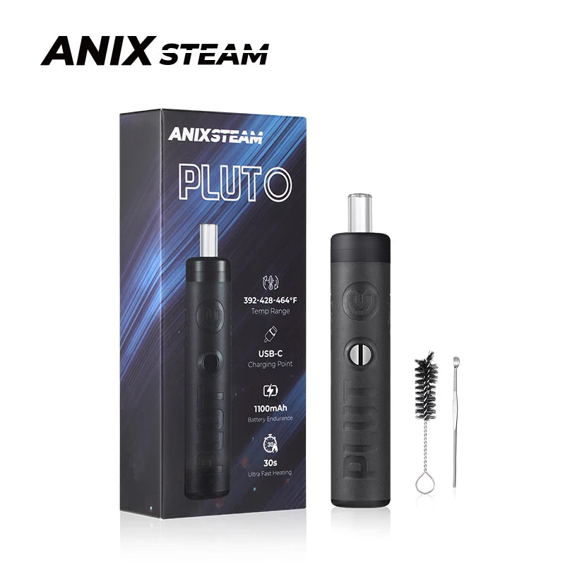 Anix-Steam Plutone Vaporizzatore per erbe secche 1100mAh Impostazione della temperatura a 3 velocità Kit sigaretta elettronica con camera di riscaldamento in acciaio inossidabile 304
