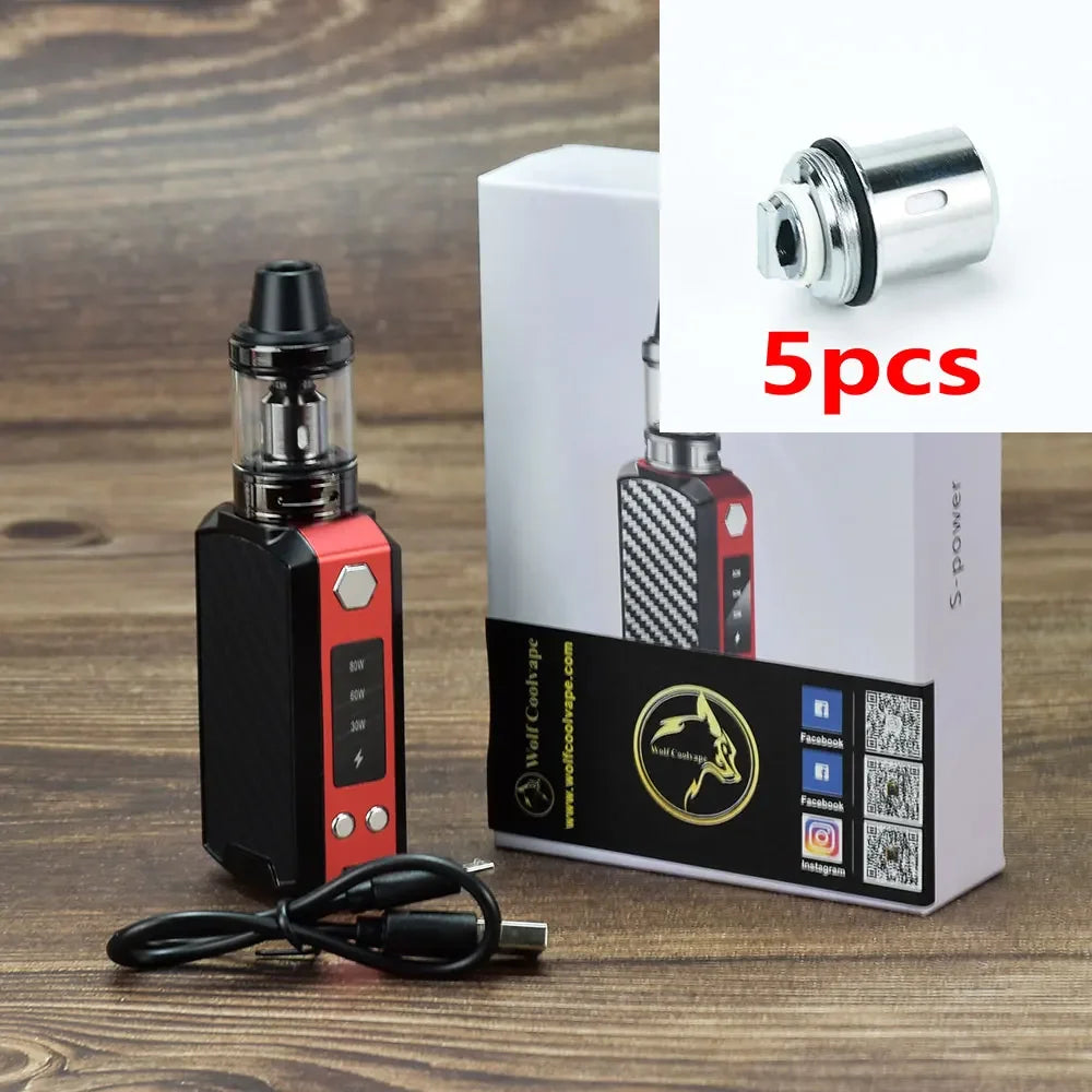 wolfcoolvape Kit scatola Vape Mod da 80 W con batteria da 2200 mAh Display a LED Vaporizzatore Kit iniziale per sigaretta elettronica Penna Vape per vapori