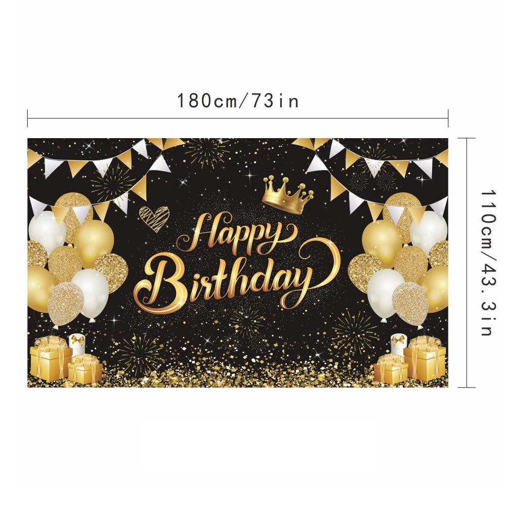 Set di stoviglie usa e getta per compleanno in oro nero, piatti di carta, tazze, tovaglioli, tovaglie, decorazione per feste di buon compleanno per adulti, matrimonio