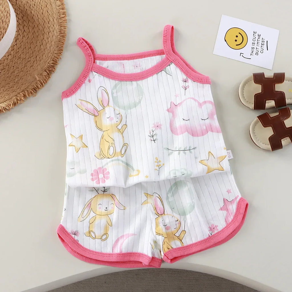 Completi in cotone con canotta e pantaloncini per neonata, set per il primo compleanno, abbigliamento estivo per neonata.
