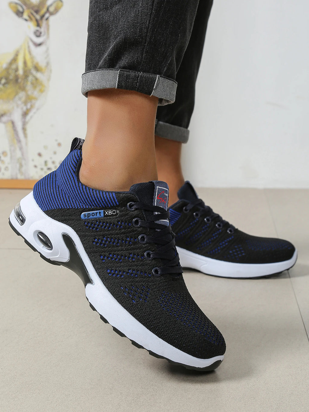 Scarpe sportive casual da uomo, scarpe sportive versatili con lacci in rete traspirante