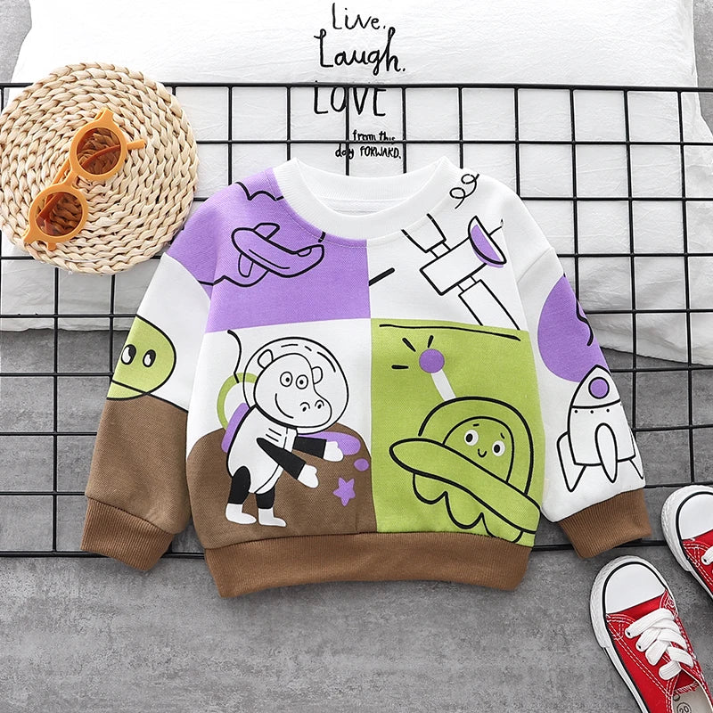 Nuova primavera autunno neonate ragazza cartone animato cotone stampa felpe con cappuccio bambini bambini t-shirt casual abbigliamento sportivo abbigliamento infantile 0-5 anni
