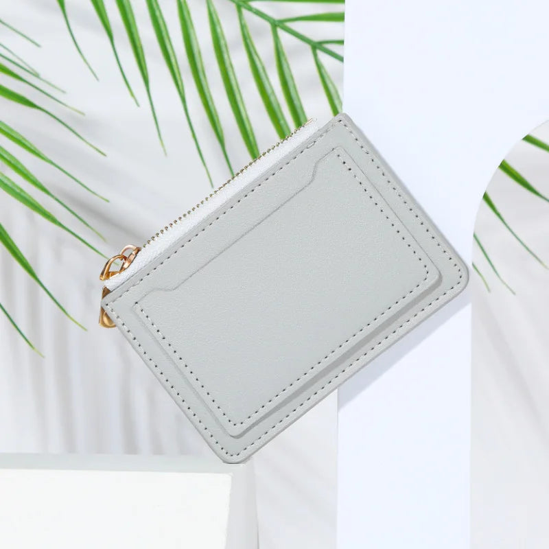 Portafogli da donna Borsa da donna in pelle PU Mini Hasp Porta carte multi-carta solida Portafogli corti Portafoglio piccolo sottile con cerniera Hasp