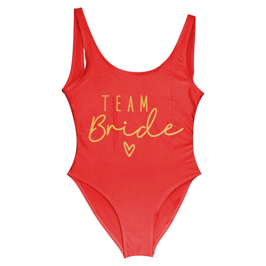 S-3XL Verde Stampa Team Sposa Costume intero Squad Donna Costumi da bagno Addio al nubilato Costume da bagno estivo Beatchwear Costume da bagno