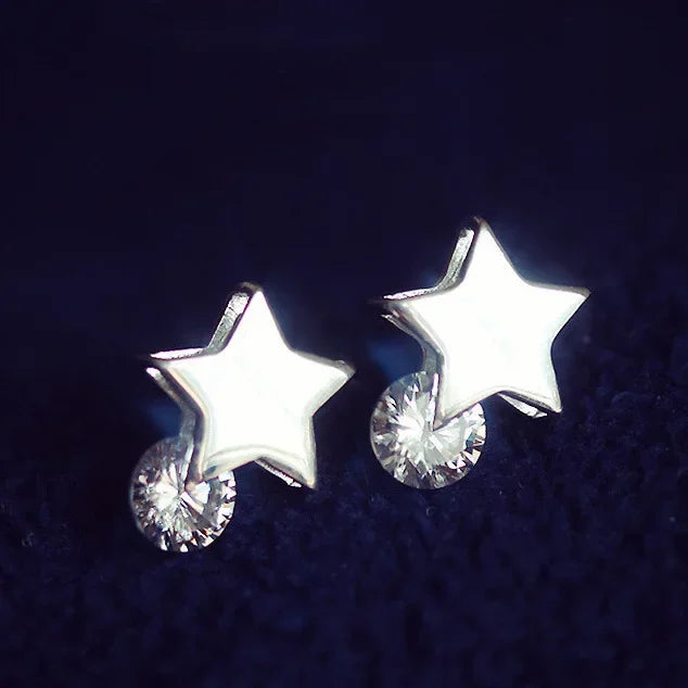 REETI 925 Timbro Argento Colore Stella Orecchini con perno Donne Ragazza Regalo Carino Banchetto Asimmetria Gioielli Dropshipping All'ingrosso
