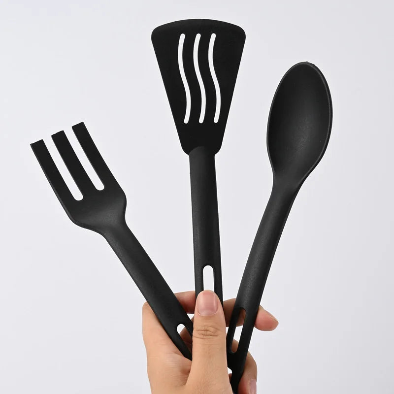 3pcs Nylon Kitchenware Shovel Spoon Surface Fork Slotted Turner Solid Spoon Fork Children's Shovel Fork Spoon Tableware