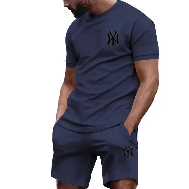 Nuovo set sportivo da uomo 2026 di tendenza: T-shirt a maniche corte e pantaloni per corsa e fitness, ideale per l'estate