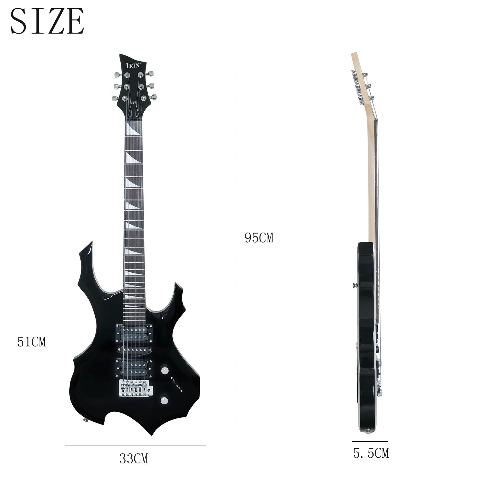IRIN Flame Set elettrico nero 24 tasti Chitarra elettrica con manico in acero con plettri Tracolla per amplificatore Linea di collegamento Accessori per chitarra