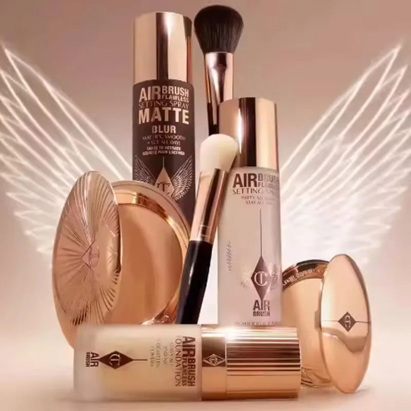 Fondotinta Liquido CT Texture Leggera e Acquosa, Correttore a Lunga Durata, Cuscinetto d'Aria in Polvere con Piccola Piastra Dorata, Spray Fissante per Trucco Quotidiano