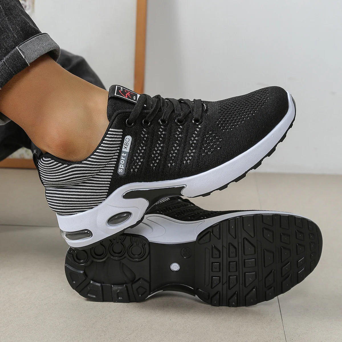 Scarpe sportive casual da uomo, scarpe sportive versatili con lacci in rete traspirante