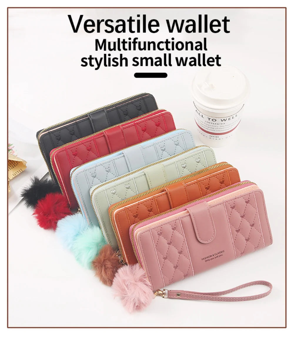 Portafoglio lungo da donna porta carte di credito in pelle Pu portamonete con cerniera Hasp di grande capacità portamonete Multi Card Organizer borsa da polso per cellulare