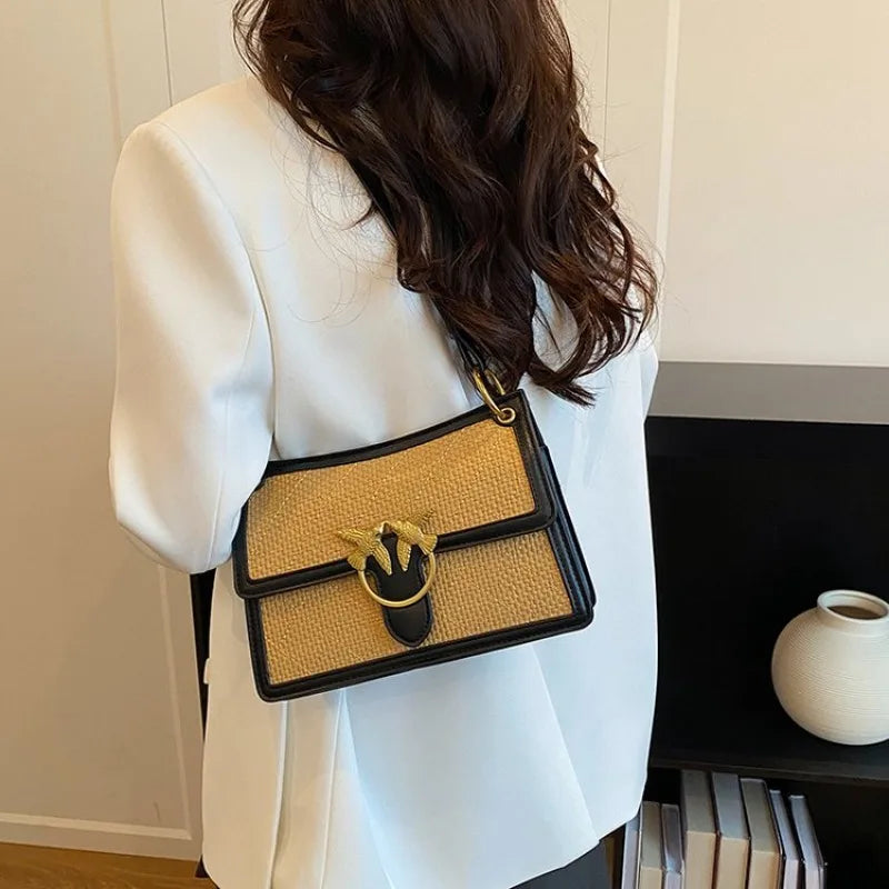 Borsa fasciatoio di lusso firmata, classica ed elegante, in pelle, da donna, a tracolla, tinta unita, tote da pendolare
