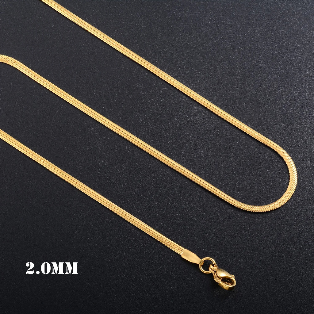Yadreva 1.0mm/2.0mm Collana sottile in acciaio inossidabile Catena a serpente piatta Collegamento semplice Accessori per gioielli che non sbiadiscono