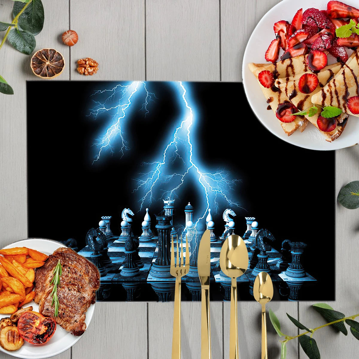 Chess Player Game Print Table Mats for Dining Checkmate Chess Fans Coffee Coaster Kitchen Dish Pads tovaglietta impermeabile in lino