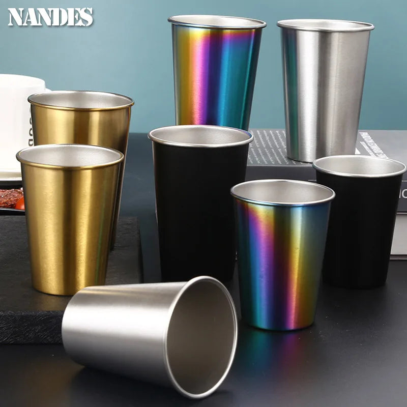 350/500ml Tazze in acciaio inossidabile Ufficio domestico Bar Cucina Bevande Bicchiere da caffè Tè Bere Boccale di birra Tazza da viaggio in metallo