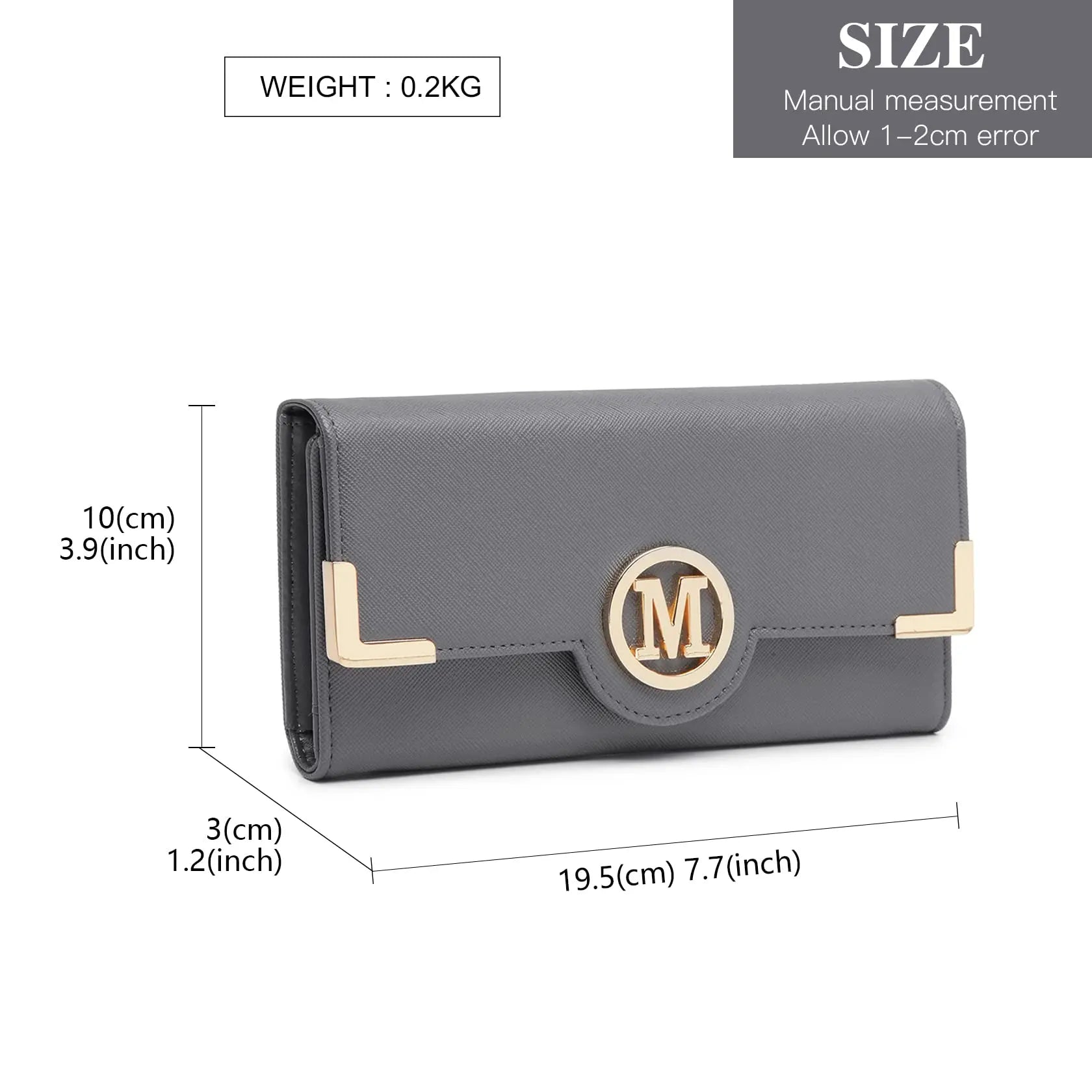 Portafoglio lungo da donna Miss Lulu con cerniera custodia per telefono con porta chiavi a ventaglio in pelle PU