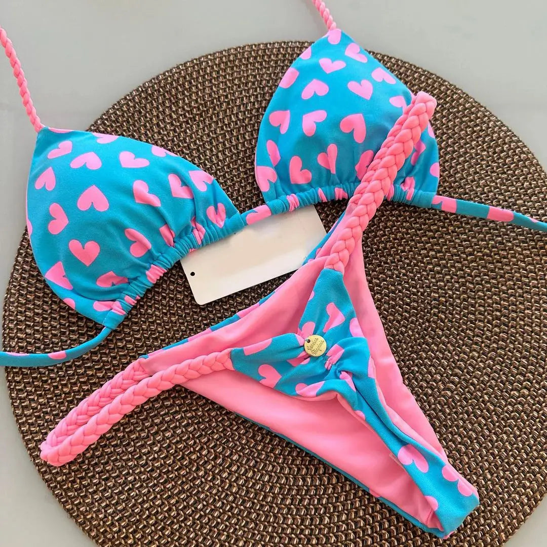 Nuovo bikini da donna con stampa divisa, costumi da bagno, perizoma alla moda, per le vacanze al mare