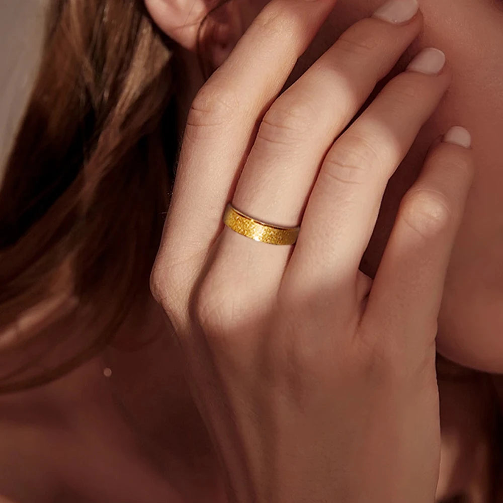 eManco Anelli da donna in acciaio inossidabile semplice di alta qualità 2/3/5MM di larghezza color oro per gioielli da ragazza