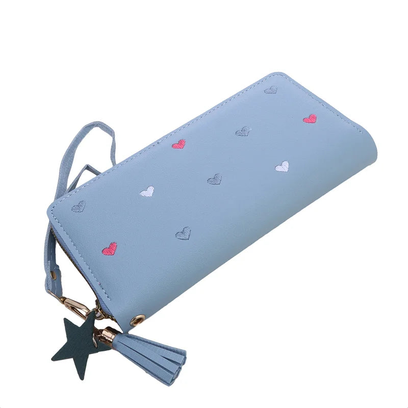 Portafogli lunghi da donna Portafogli di lusso con cuore d'amore per porta carte da tasca per soldi da donna Portafogli femminili Pochette per telefono
