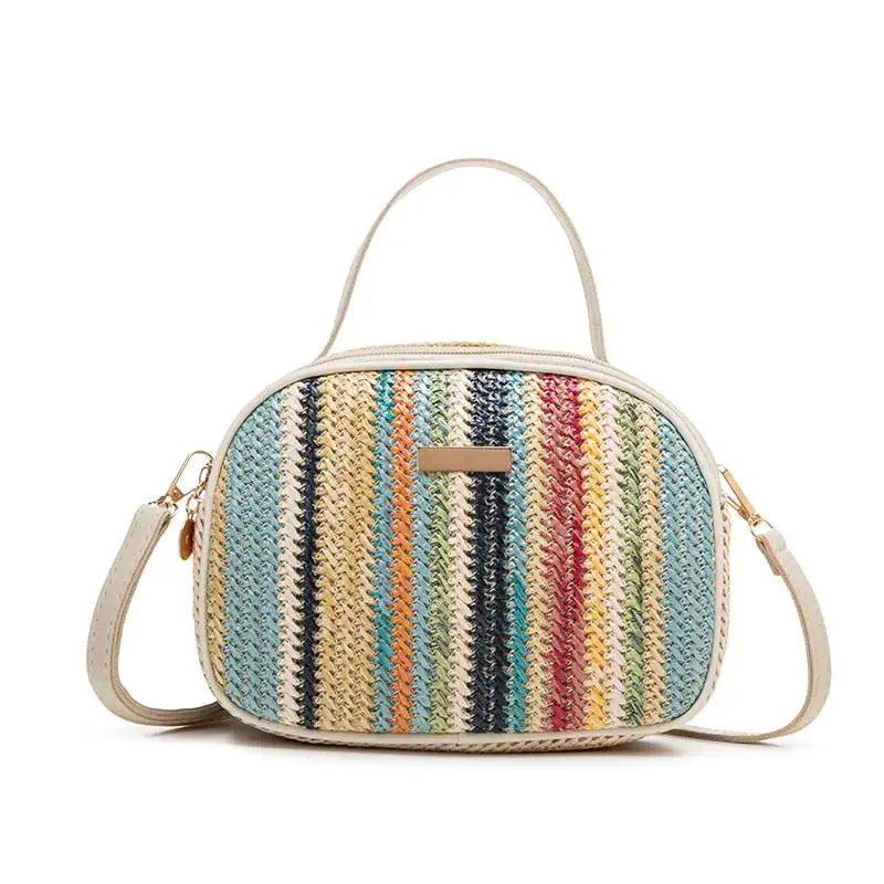 Borsa di paglia da donna in maglia di Rattan borsa da spiaggia con catena estiva piccola borsa e borsa a tracolla da donna borsa a tracolla con Design da viaggio