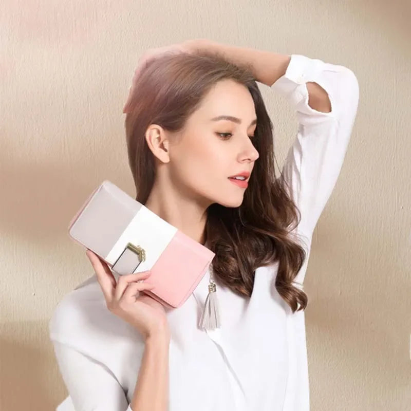 Pomelo Il miglior portafoglio da donna in tinta unita: cinturino da polso con pochette multi-carta in vera pelle con blocco RFID