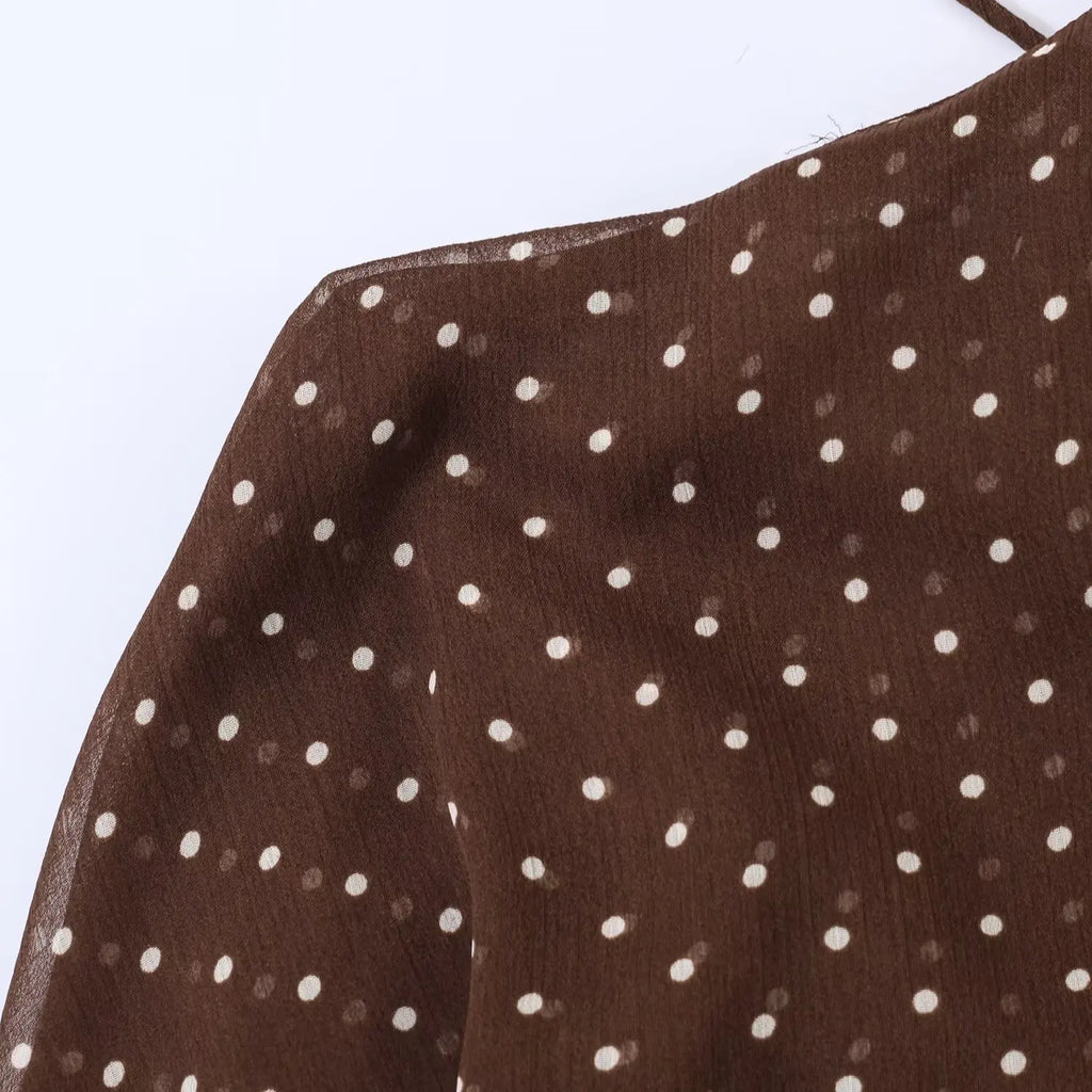 Nuovo Abito Estivo da Donna 2026, Elegante Vestito Chic con Collo a Cascata, Mini Abito Comodo a Pois per Feste e Balli
